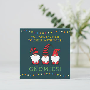 Funny Chillin' With My Gnomies Christmas Pun    In Invitation