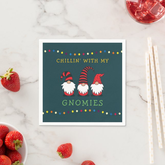 Funny Chillin' With My Gnomies Christmas Pun |  Napkin (Insitu)