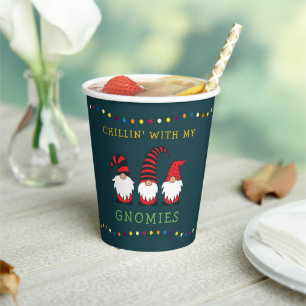 Funny Chillin' With My Gnomies Christmas Pun    Paper Cups