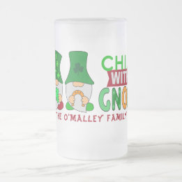 Funny Chillin with My Gnomies St Patricks Day Frosted Glass Beer Mug