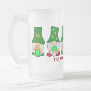 Funny Chillin with My Gnomies St Patricks Day Frosted Glass Beer Mug