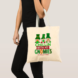 Funny Chillin with My Gnomies St Patricks Day Tote Bag