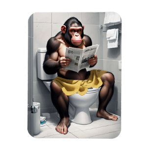 Funny Chimp On A Toilet Flexible refrigerator Magnet