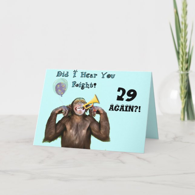 Funny Chimpanzee Over the Hill Birthday Card (Front)