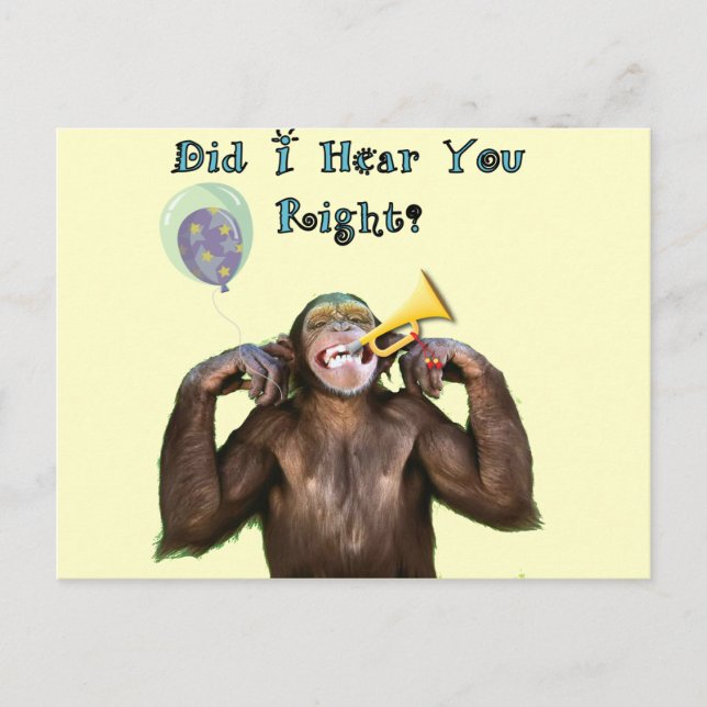 Funny Chimpanzee Over the Hill Birthday Postcard (Front)
