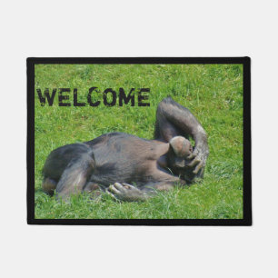Funny Chimpanzee Photo Welcome Doormat