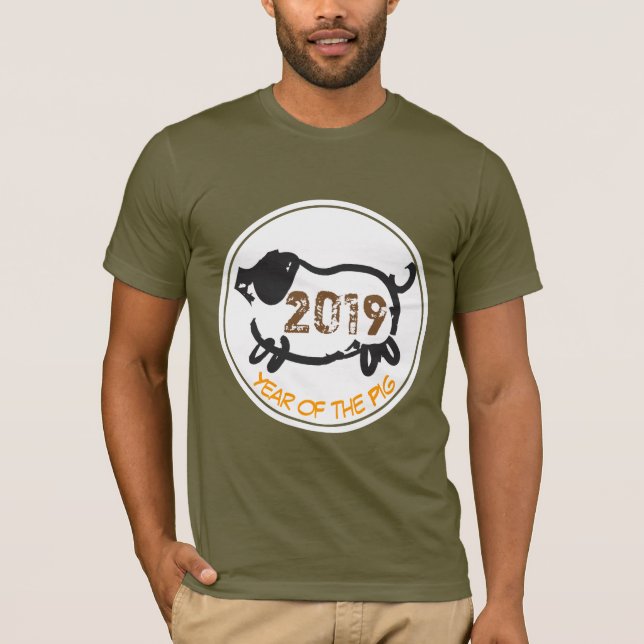 Funny Chinese Pig custom Year Zodiac Men Tee (Front)