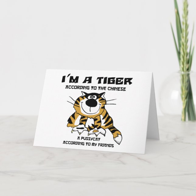 Funny Chinese Zodiac Tiger Gift Holiday Card (Front)
