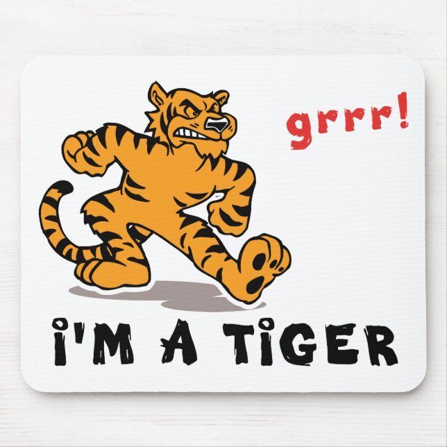 Funny Chinese Zodiac Tiger Mouse Mat (Front)
