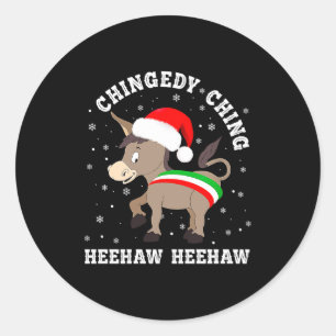 Funny Chingedy Ching Hee Haw Santa Merry Christmas Classic Round Sticker