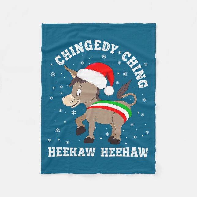 Funny Chingedy Ching Hee Haw Santa Merry Christmas Fleece Blanket (Front)