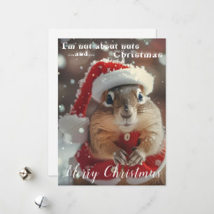 Funny Chipmunk Nut for Christmas Photo Holiday Card
