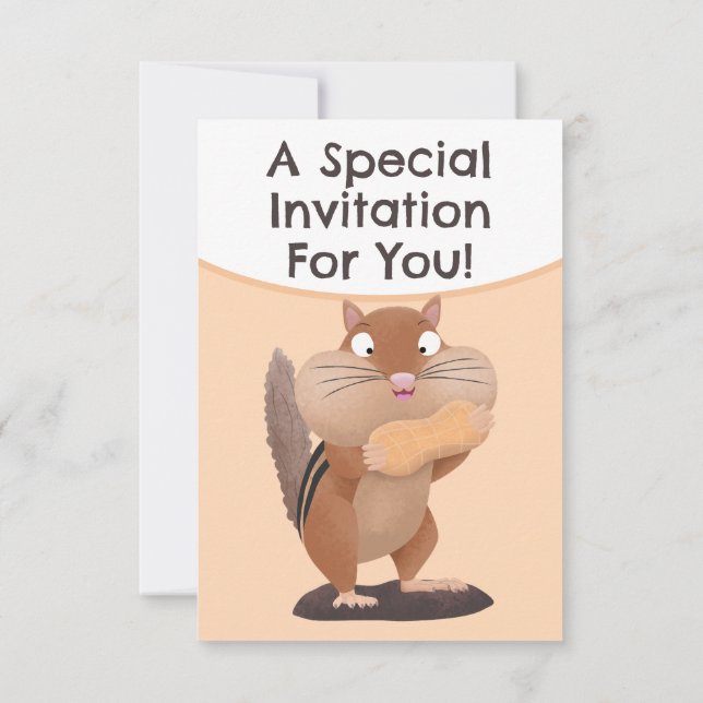Funny chipmunk personalised cartoon invitation (Back)