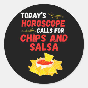 Funny Chips and Salsa Horoscope Mexican Food Lover Classic Round Sticker