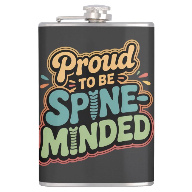 Funny Chiropractor Gift Spine Health Quote Hip Flask (Front)