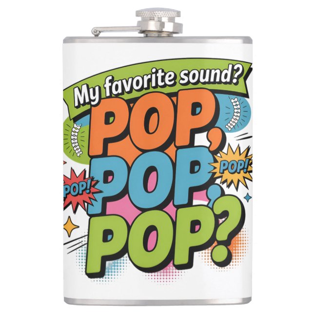 Funny Chiropractor Pop Sound Gift Hip Flask (Front)
