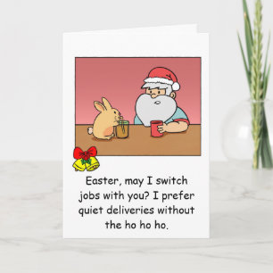 Funny Chirstmas Card: Santa changing jobs Holiday Card