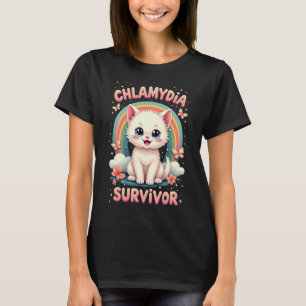 Funny Chlamydia Survivor Cat Meme Jokes Men women  T-Shirt