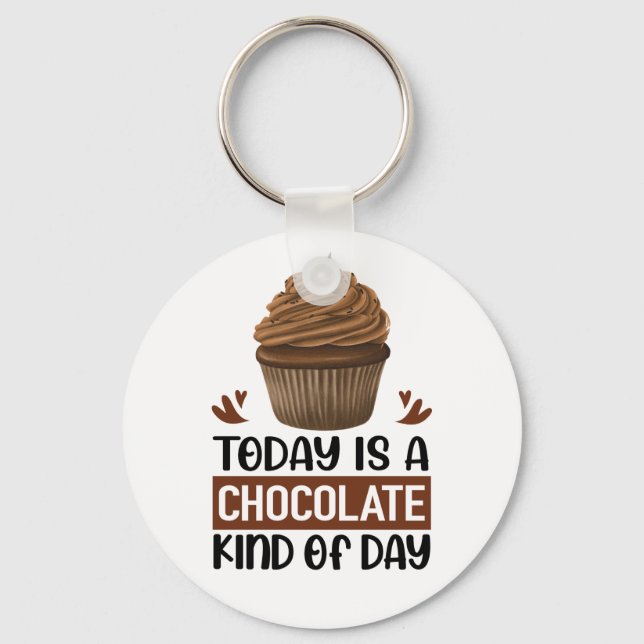 Funny Chocoholic Cupcake Foodie Chocolate  Key Ring (Front)