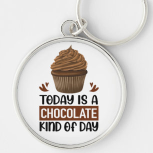 Funny Chocoholic Foodie Cute Chocolate Cupcake Key Ring