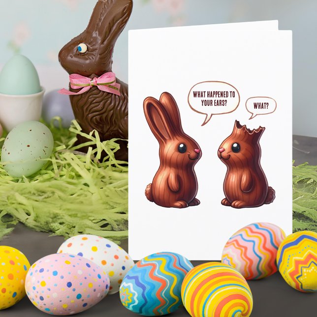 Funny Chocolate Bunnies Easter Holiday Card (Creator Uploaded)
