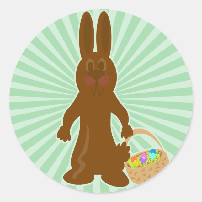 Funny Chocolate Bunny Classic Round Sticker (Front)