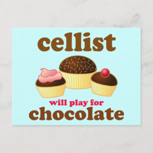 Funny Chocolate Cello Postcard