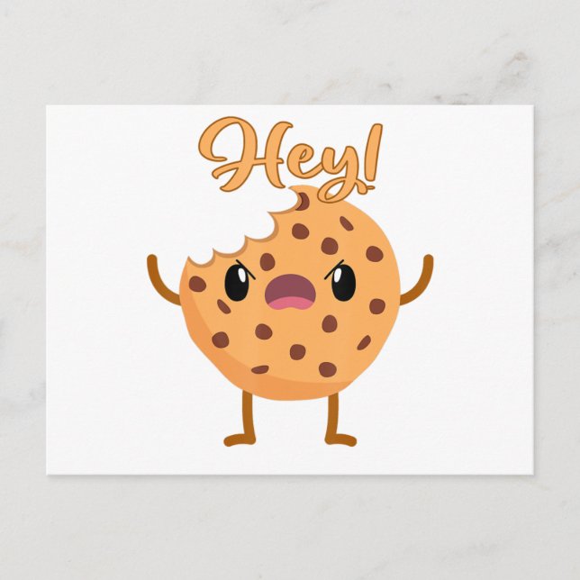 Funny Chocolate Chip Cookie A Bite Taken Out Mad Announcement Postcard (Front)