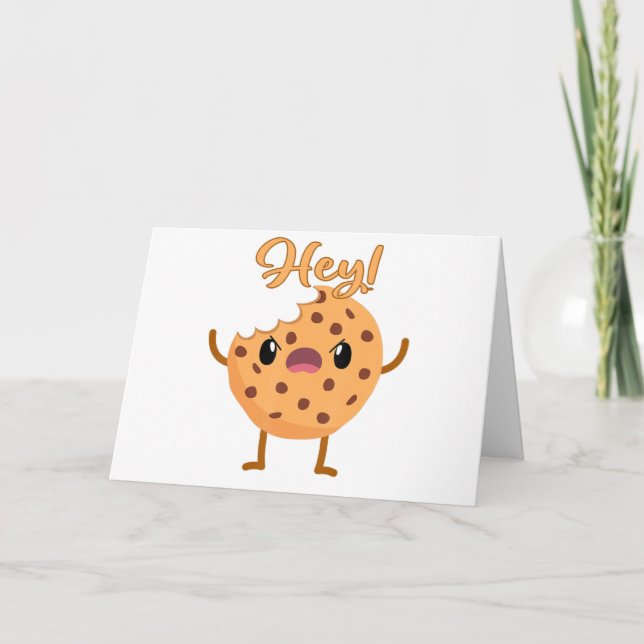 Funny Chocolate Chip Cookie A Bite Taken Out Mad Thank You Card (Front)