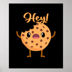 Funny Chocolate Chip Cookie A Bite Taken Out Poster