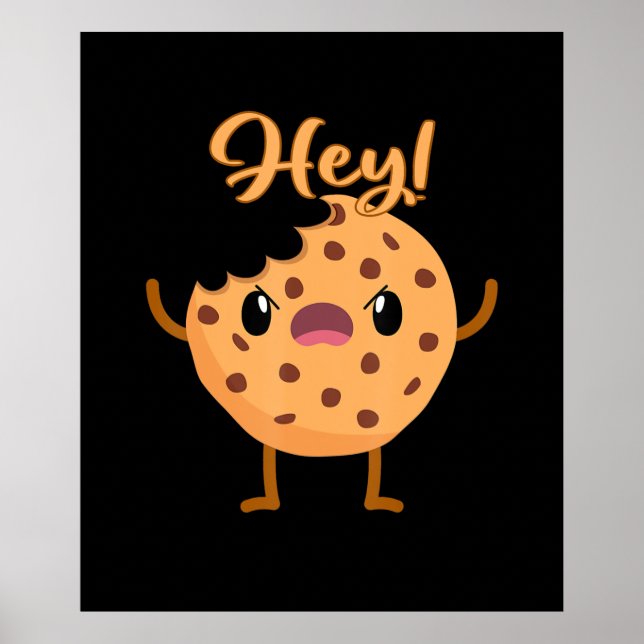 Funny Chocolate Chip Cookie A Bite Taken Out Poster (Front)