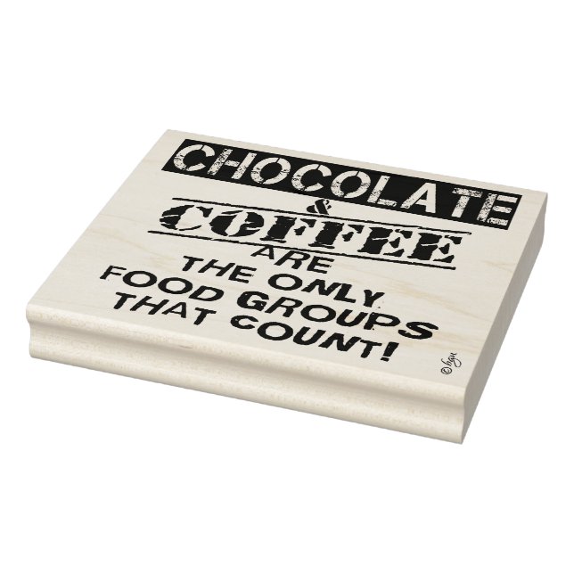 Funny Chocolate & Coffee Wood Art Stamp, 4 x 5 Rubber Stamp (Stamp)