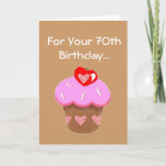 Funny Chocolate Cupcake 70th Birthday Card<br><div class="desc">Funny Chocolate Cupcake 70th Birthday Humour, </div>