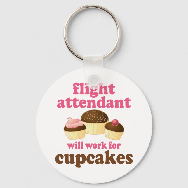 Funny Chocolate Cupcakes Flight Attendant Key Ring (Front)