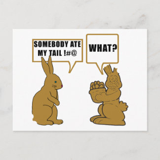 Funny Chocolate Easter Bunny Holiday Postcard