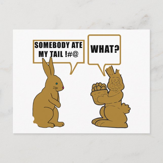 Funny Chocolate Easter Bunny Holiday Postcard (Front)