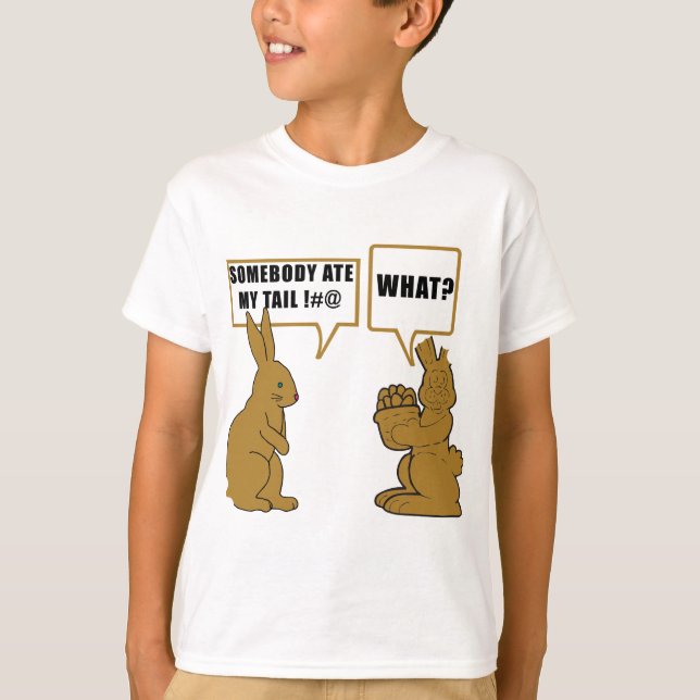 Funny Chocolate Easter Bunny Kids T-Shirt (Front)