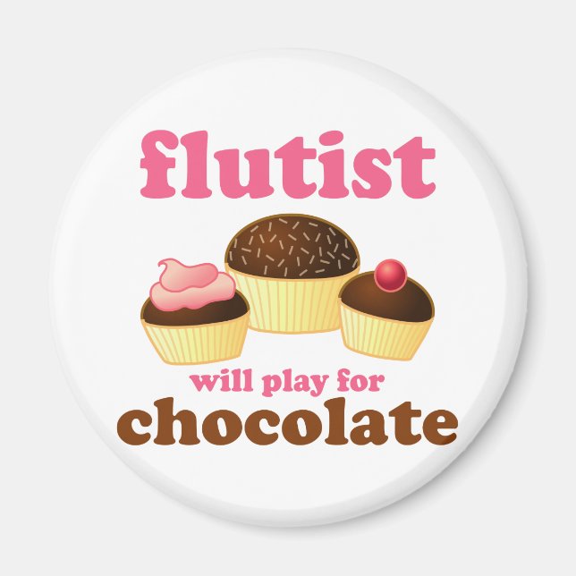 Funny Chocolate Flute Magnet (Front)