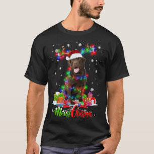 Funny Chocolate Lab Dog Merry Christmas Party Fami T-Shirt