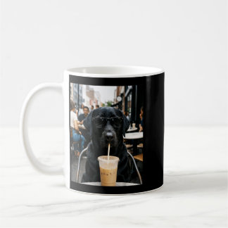 Funny Chocolate Lab Drinking Iced Coffee Cafe Dog Mug