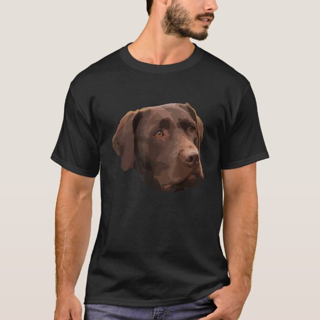 Funny Chocolate Lab  Labrador Retriever Dog Head   T-Shirt (Front)