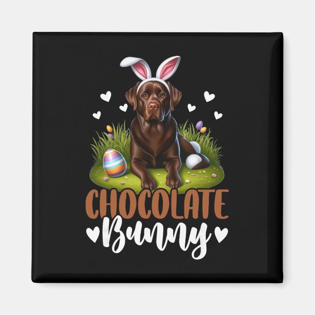 Funny Chocolate Labrador Bunny Easter Festive  Magnet (Front)