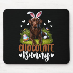 Funny Chocolate Labrador Bunny Easter Festive Mouse Mat