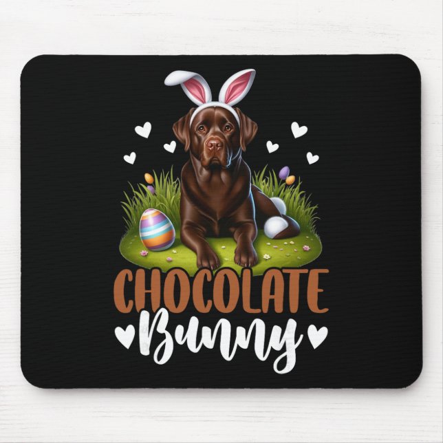 Funny Chocolate Labrador Bunny Easter Festive  Mouse Mat (Front)