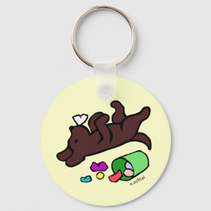 Funny Chocolate Labrador Cartoon Illustration Key Ring