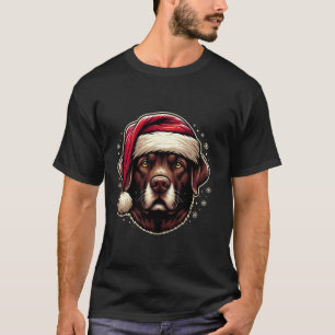 Funny Chocolate Labrador Dog Santa Christmas Cute T-Shirt