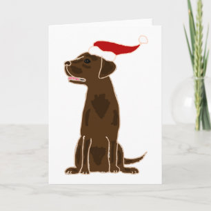 Funny Chocolate Labrador Retriever Christmas Art Holiday Card