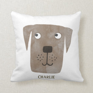 Funny Chocolate Labrador Retriever Dog Custom Name Cushion