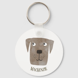 Funny Chocolate Labrador Retriever Dog Custom Name Key Ring