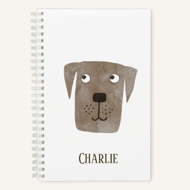Funny Chocolate Labrador Retriever Dog Custom Name Notebook (Front)
